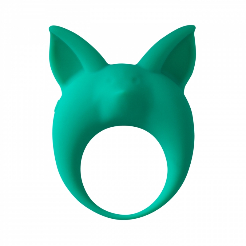 Кольцо эрекционное с вибрацией "Kitten Kyle" зеленая кошка 